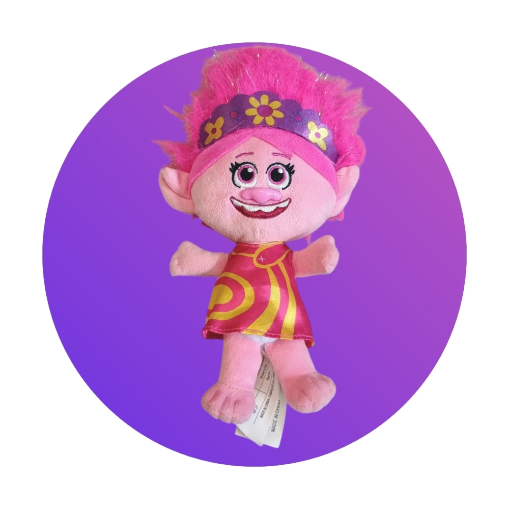Dreams Works Poppy Plush Stuffed Animal Trolls World Tour 9" Pink Dress